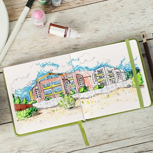 Hardcover Pocket Sketchbook, 5" x 5" Square Mini Sketchbook, 98lb/160gsm Heavyweight Tiny Sketch Book, 80 Sheets Small Travel Drawing Journal for Adults, Artist, Ideal for Gift (Emerald Green) in Saudi Arabia