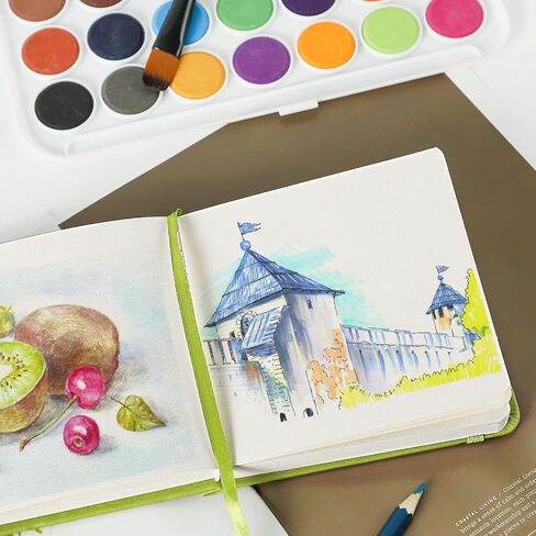 Hardcover Pocket Sketchbook, 5" x 5" Square Mini Sketchbook, 98lb/160gsm Heavyweight Tiny Sketch Book, 80 Sheets Small Travel Drawing Journal for Adults, Artist, Ideal for Gift (Emerald Green) in Saudi Arabia