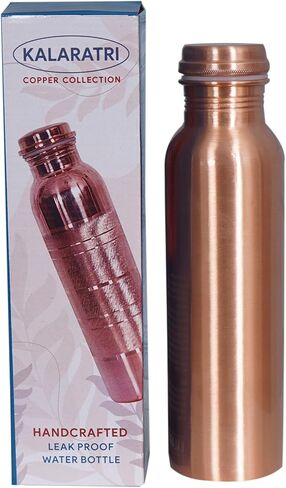 زجاجة مياه نحاسية نقية 34 أونصة زجاجة مياه نحاسية مع غطاء - زجاجة مياه نحاسية أيورفيدية - وعاء مياه نحاسي - اشرب المزيد من زجاجة ماء مضادة للتسرب in Kuwait