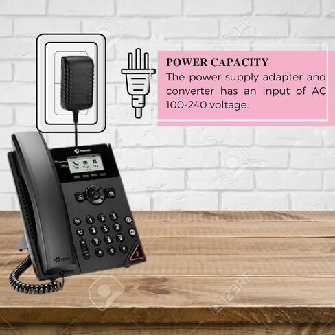Power Supply Adapter VVX 150/250 5V 3A with Durable Charger Power Cord, Compatible with Polycom VVX150 VVX250 VVX350 VVX450 VoIP Business Phones, UL Listed, 2200-48872-001 in Saudi Arabia