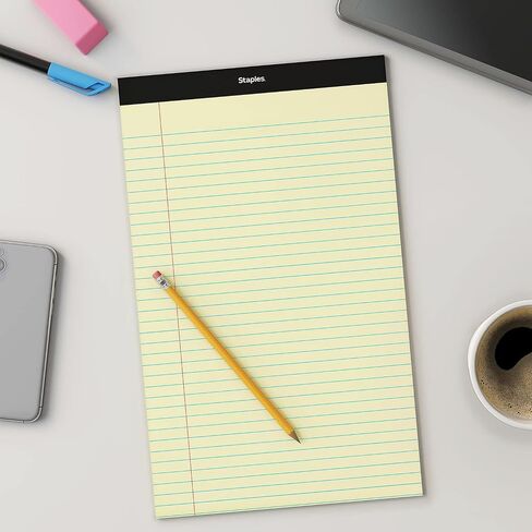 Staples Tru Red Notepads ، 8.5 × 14 بوصة ، منصات قانونية واسعة الحكم ، وسادة الكتابة للمنزل ، المكتب ، المدرسة ، 12 عبوة ، الكناري in Saudi Arabia