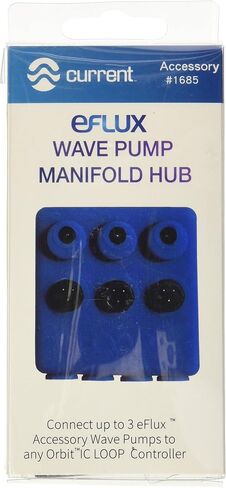 Current USA eFlux Wave Pump Blue Manifold HUB (Connects Up to 3 eFlux Wave Pumps) Control LOOP Pumps LED Indicator Light, IC Protection, Blue Silicone Splash Guard (1685) in Saudi Arabia