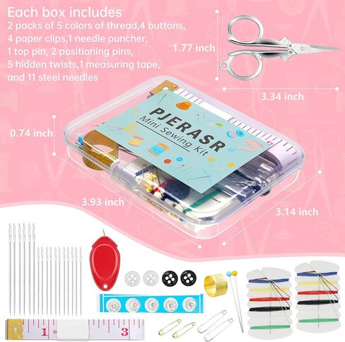 Min Sewing Kit, Travel Sewing Kit with Multi-Color Threads, Scissors, Needles, Buttons, Portable Emergency Sewing Tool Set with Storage Case, Adults Sewing Repair Kit for Craft Supplies in Saudi Arabia