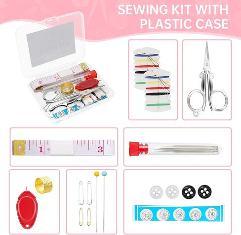 Min Sewing Kit, Travel Sewing Kit with Multi-Color Threads, Scissors, Needles, Buttons, Portable Emergency Sewing Tool Set with Storage Case, Adults Sewing Repair Kit for Craft Supplies in Saudi Arabia