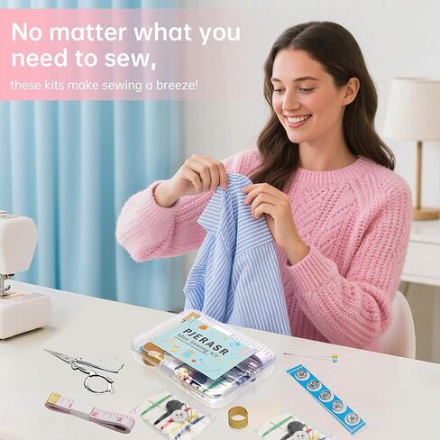 Min Sewing Kit, Travel Sewing Kit with Multi-Color Threads, Scissors, Needles, Buttons, Portable Emergency Sewing Tool Set with Storage Case, Adults Sewing Repair Kit for Craft Supplies in Saudi Arabia