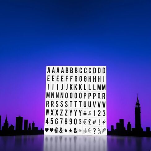مجموعة 104pcs أسود لضوء سينمائي رسائل وأرقام علامات سوداء للرسالة مربعات مربعات مربع A4 A4 ، والفصول الدراسية ، ولوحات العرض 65.4x35mm (لم يتم تضمين مربع مصباح LED) in Saudi Arabia