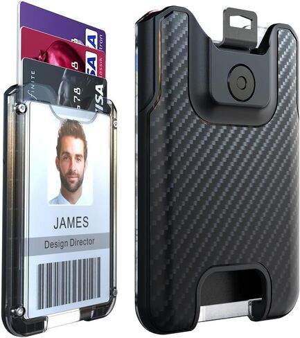 LIUGX Badge Holder, No-Clip Version, ID Card Holder, Durable Polycarbonate (Holds 6 Cards), for Office, Laborer, Police, Work, Black in Kuwait