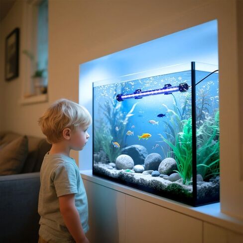 LED Submersible Aquarium Light 4W Underwater Fish Tank Light with Blue White&Blue and White Three Light Modes Timer Automatic On/Off and Dimmer Brightness Adjustable (7.5inch) in Saudi Arabia