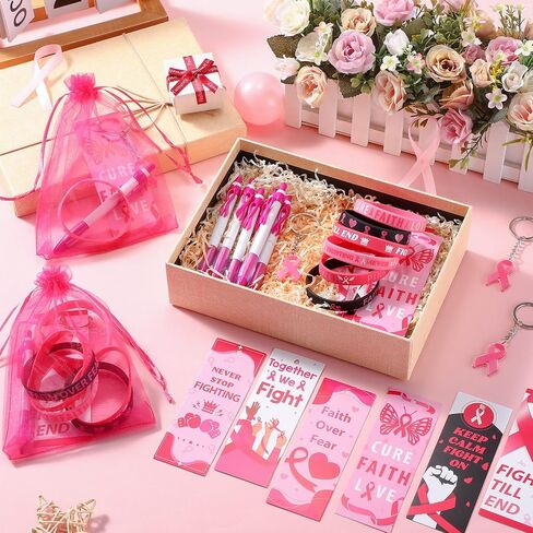 120 Pcs Suicide Prevention Awareness Gift Set Include Pens Ribbon Silicone Bracelets Wristbands Bookmark Keychain Organza Bag for Office Public Charity Events Supplies in Saudi Arabia