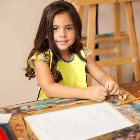 Art Smock Painte Marron ملون مقاوم للماء فنان فنان Smock يرسم مآزر مع الأكمام الطويلة in Kuwait