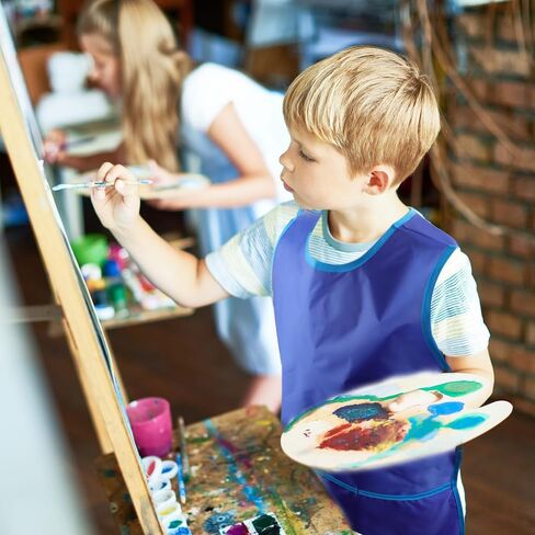 Art Smock Painte Marron ملون مقاوم للماء فنان فنان Smock يرسم مآزر مع الأكمام الطويلة in Kuwait