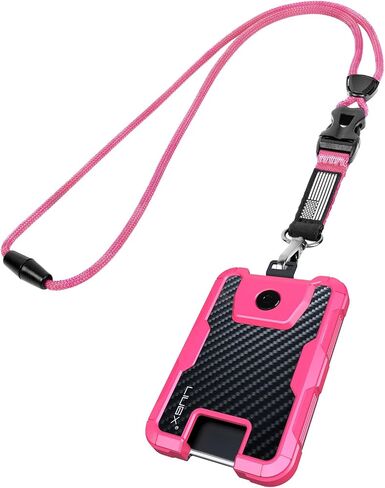 LIUGX Carbon Fiber Badge Holder with Heavy Duty Breakaway Lanyard, Durable ID Card Holder (Holds 6 Cards) with Quick Release Detachable Buckle, Metal Clip, American Flag in Saudi Arabia