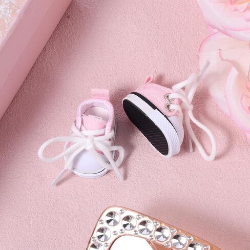 Canvas Shoes for Doll, Mini Cute Casual Shoes Toy Dress Up Outfit Clothes Accessories for 5.9in & 6.7in Doll (Pink) in Saudi Arabia