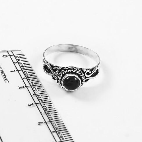 925 Sterling Silver 6mm Gemstone Ring for Women Stackable Dainty Silver Birthstone Rings Natural Healing Crystal Jewelry Handmade Minimalist Ring (RAINBOW MOONSTONE, 6) in Kuwait