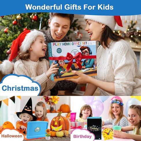 Play Play Office Office Most Met for Kids ، وميزات Toy Labstop Computer ، LCD كتابة الكمبيوتر اللوحي ، هاتف الألعاب ، سماعات الرأس ، عباد الشمس وتناول كوب القهوة ، هدايا الألعاب للأولاد الذين تتراوح أعمارهم بين 3-5-7 in Saudi Arabia