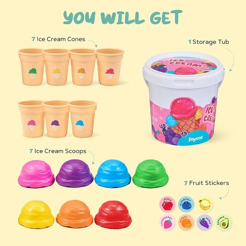 ألعاب الآيس كريم Joycat للأطفال الصغار 1+ ، مجموعة التراص التعرف على الألوان مع 7 مخروطات ومغرفة مطابقة ، تظاهر اللعب الطعام للهدايا للأطفال ، وموارد تعلم المهارات الحركية الرائعة لمرحلة ما قبل المدرسة in Saudi Arabia