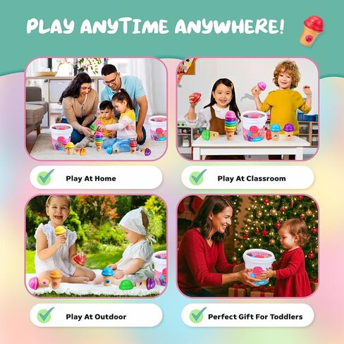 ألعاب الآيس كريم Joycat للأطفال الصغار 1+ ، مجموعة التراص التعرف على الألوان مع 7 مخروطات ومغرفة مطابقة ، تظاهر اللعب الطعام للهدايا للأطفال ، وموارد تعلم المهارات الحركية الرائعة لمرحلة ما قبل المدرسة in Saudi Arabia