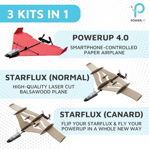 POWERUP New STARFLUX DIY Balsa Wood RC Airplane Kit – Build & Fly Smartphone Controlled Plane 4.0 | Made in USA, 2-in-1 Design, STEM Kit for Teens & Hobbyists in Kuwait