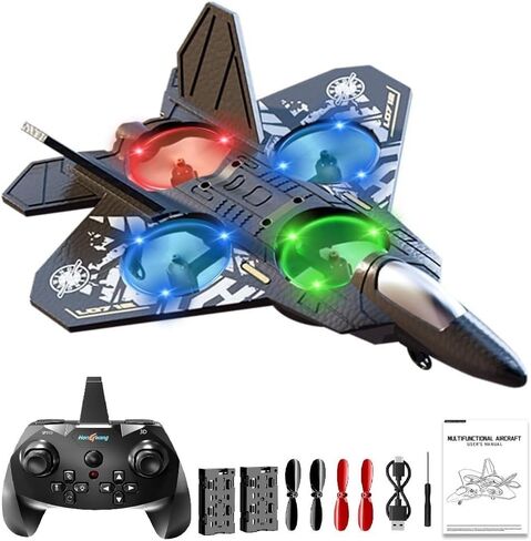 Remote Control Airplane for Kids Boys Beginners 8-12, RC Plane with Light, 360° Flip Fighter Jet Toys, Stunt Roll, Airplane Toy Gifts for Kids Boys Girls 8-16 Drone for Adults in Saudi Arabia