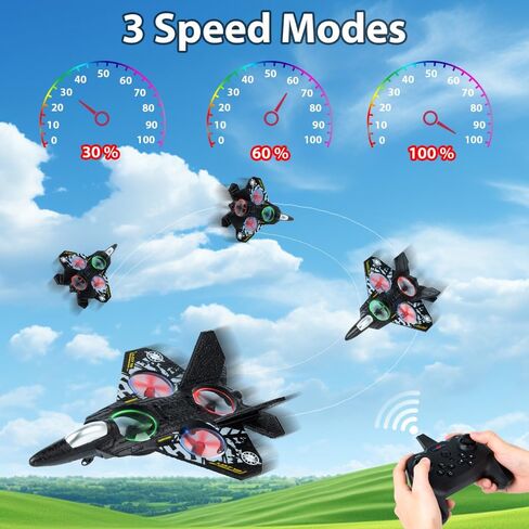 Remote Control Airplane for Kids Boys Beginners 8-12, RC Plane with Light, 360° Flip Fighter Jet Toys, Stunt Roll, Airplane Toy Gifts for Kids Boys Girls 8-16 Drone for Adults in Saudi Arabia