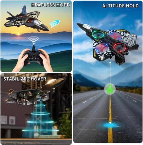 Remote Control Airplane for Kids Boys Beginners 8-12, RC Plane with Light, 360° Flip Fighter Jet Toys, Stunt Roll, Airplane Toy Gifts for Kids Boys Girls 8-16 Drone for Adults in Saudi Arabia