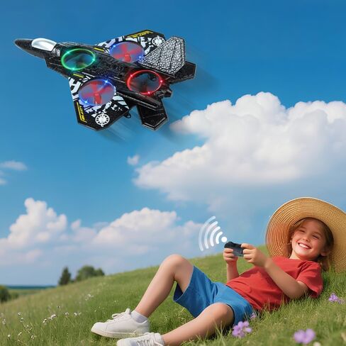 Remote Control Airplane for Kids Boys Beginners 8-12, RC Plane with Light, 360° Flip Fighter Jet Toys, Stunt Roll, Airplane Toy Gifts for Kids Boys Girls 8-16 Drone for Adults in Saudi Arabia