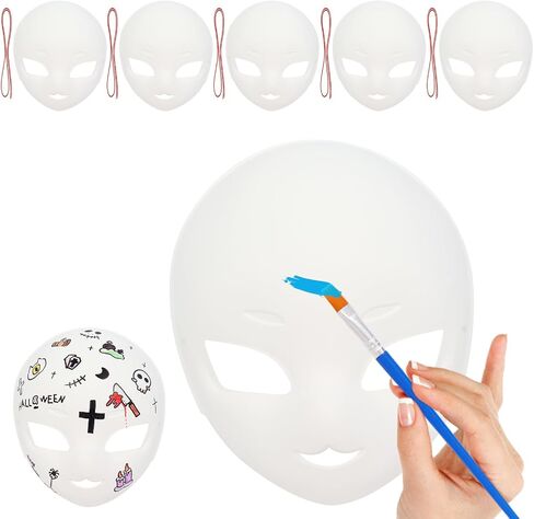 5 PCS DIY أقنعة الوجه الكاملة الدعائم الأزياء ذات القناع الأبيض القابل للطلاء لهالوين ماردي غرا كوزبلاي تنكر in Kuwait