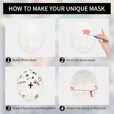 5 PCS DIY أقنعة الوجه الكاملة الدعائم الأزياء ذات القناع الأبيض القابل للطلاء لهالوين ماردي غرا كوزبلاي تنكر in Kuwait