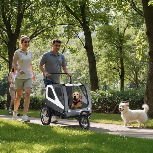 VEVOR Dog Bike Trailer, Supports up to 100 lbs, 2-in-1 Pet Stroller Cart Bicycle Carrier for Small & Large Dogs, Easy Folding Frame with Quick Release Wheel, Universal Bicycle Coupler, Internal Leash in Saudi Arabia