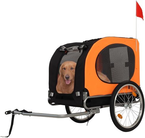 Dog Bike Trailer, Pet Cart Bicycle Carrier with Oxford Fabric, 88Lbs Capacity Folding Dog Carrier, 16" Air Tires, Adaptive Bicycle Coupler in Saudi Arabia