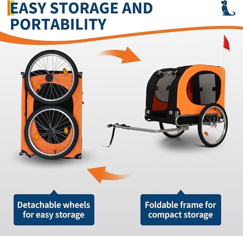 Dog Bike Trailer, Pet Cart Bicycle Carrier with Oxford Fabric, 88Lbs Capacity Folding Dog Carrier, 16" Air Tires, Adaptive Bicycle Coupler in Saudi Arabia