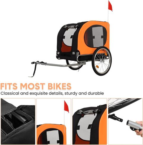 Dog Bike Trailer, Pet Cart Bicycle Carrier with Oxford Fabric, 88Lbs Capacity Folding Dog Carrier, 16" Air Tires, Adaptive Bicycle Coupler in Saudi Arabia