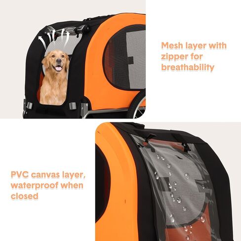 Dog Bike Trailer, Pet Cart Bicycle Carrier with Oxford Fabric, 88Lbs Capacity Folding Dog Carrier, 16" Air Tires, Adaptive Bicycle Coupler in Saudi Arabia