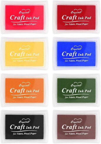 HAFFUZI Washable Stamp Pads for Kids, Ink Pads for Rubber Stamps, 8 Color Non-Toxic Craft Ink for Paper Fabric Wood, Journaling Scrapbooking Handprint Art in Saudi Arabia