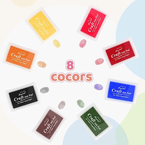 HAFFUZI Washable Stamp Pads for Kids, Ink Pads for Rubber Stamps, 8 Color Non-Toxic Craft Ink for Paper Fabric Wood, Journaling Scrapbooking Handprint Art in Saudi Arabia
