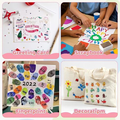HAFFUZI Washable Stamp Pads for Kids, Ink Pads for Rubber Stamps, 8 Color Non-Toxic Craft Ink for Paper Fabric Wood, Journaling Scrapbooking Handprint Art in Saudi Arabia