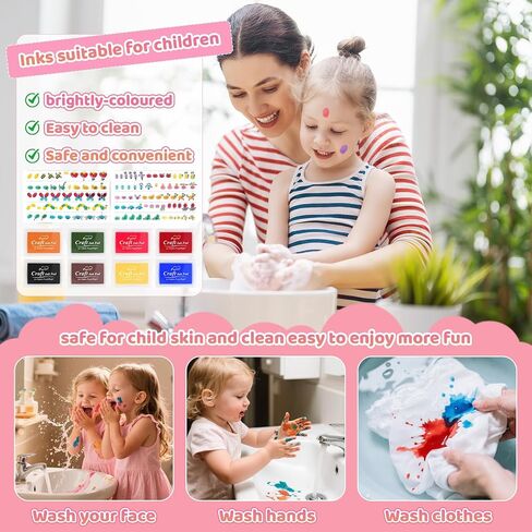 HAFFUZI Washable Stamp Pads for Kids, Ink Pads for Rubber Stamps, 8 Color Non-Toxic Craft Ink for Paper Fabric Wood, Journaling Scrapbooking Handprint Art in Saudi Arabia