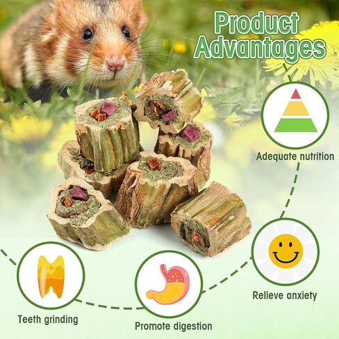 ألعاب Abizoo Rabbit Chew For Bunny Natural Papaya Wood Chew مع قش البرسيم العضوي ، والجزر المجفف ، والتفاح والبطاطا الحلوة للأرانب الخنازير غينيا الهامستر شينشيلاس جيربيلز (3.5 أوقية/100 جرام) in Kuwait