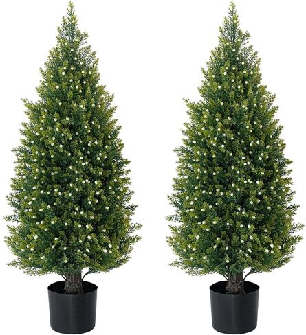 شجرتان من خشب الأرز الاصطناعي بطول 3 أقدام، شجرة اصطناعية خارجية بوعاء للأشعة فوق البنفسجية، نباتات اصطناعية لشجرة توبياري صناعية للأماكن الداخلية والخارجية in Kuwait