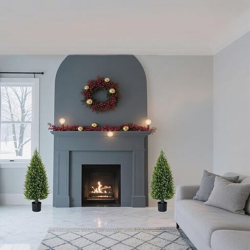 شجرتان من خشب الأرز الاصطناعي بطول 3 أقدام، شجرة اصطناعية خارجية بوعاء للأشعة فوق البنفسجية، نباتات اصطناعية لشجرة توبياري صناعية للأماكن الداخلية والخارجية in Kuwait