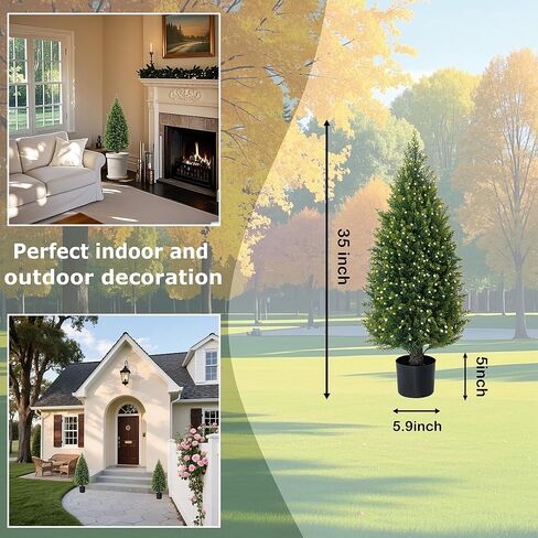 شجرتان من خشب الأرز الاصطناعي بطول 3 أقدام، شجرة اصطناعية خارجية بوعاء للأشعة فوق البنفسجية، نباتات اصطناعية لشجرة توبياري صناعية للأماكن الداخلية والخارجية in Kuwait