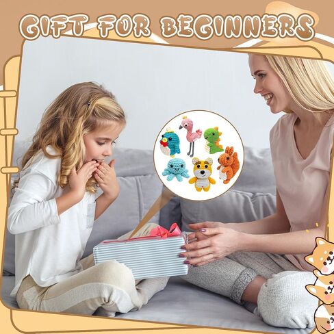 FHFTHYH 6PCS CROCHET KIT للمبتدئين ، حرفة DIY للبالغين والأطفال ، هدية رائعة لعشاق الكروشيه ، وأطقم الحيوانات الكروشيه مع مقاطع فيديو خطوة بخطوة ، خيوط ، خطاف الكروشيه ، عطلة عيد الميلاد in Kuwait