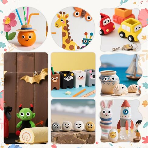 Googly Eyes Stickers, 8 Sheets Self Adhesive Wiggle Googly Eyes for Crafts, Black White Wiggle Eye Assorted Small Size 8mm 10mm 12mm 15mm for DIY Doll Making Sewing Decoration, Easy Peel and Stick in Kuwait
