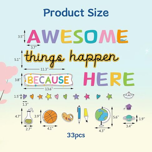 Classroom Bulletin Board Decoration Set Awesome Things Happen Here Encouraging Motivational Cutouts for School Home Office Whiteboard Chalkboard Decor Supplies in Saudi Arabia