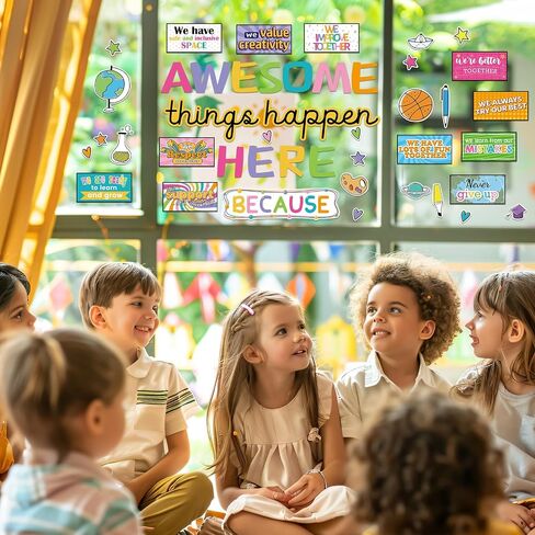Classroom Bulletin Board Decoration Set Awesome Things Happen Here Encouraging Motivational Cutouts for School Home Office Whiteboard Chalkboard Decor Supplies in Saudi Arabia