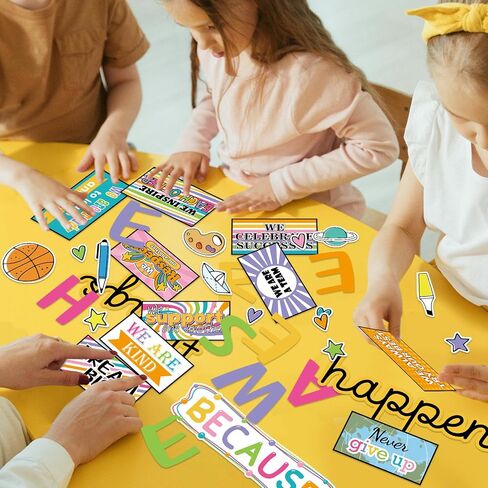 Classroom Bulletin Board Decoration Set Awesome Things Happen Here Encouraging Motivational Cutouts for School Home Office Whiteboard Chalkboard Decor Supplies in Saudi Arabia