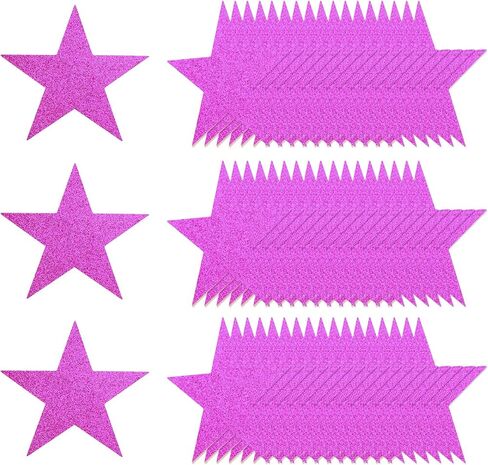 Meccanixity 80 PCS Clitter Star Cletouts ، 6 بوصة ورقة لمعان النجوم ، حلويات قطع الرموز لإصابة مستلزمات الحفلات الحائط ، Rose Red in Kuwait