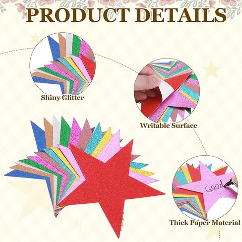 Meccanixity 80 PCS Clitter Star Cletouts ، 6 بوصة ورقة لمعان النجوم ، حلويات قطع الرموز لإصابة مستلزمات الحفلات الحائط ، Rose Red in Kuwait