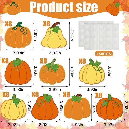 72 PCS قطع اليقطين قطع الورق القرع 3.93 بوصة الخريف القرع النشرة الديكور الزخرفة شكر الشكر مع نقطة الغراء لخريف عيد الشكر مدرسة الدرس الطباش in Kuwait