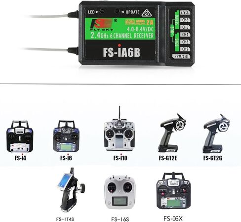 Flysky FS-IA6B مع IBUS PORT 2.4G 6CH PPM Controller Receiver for FS I4 I6S I6X I10 RC Car Drone Airplane (2pcs) in Saudi Arabia